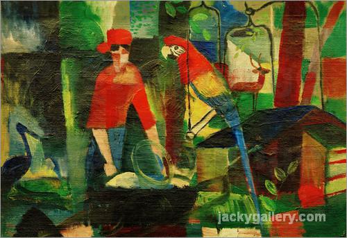 Woman and parrot in a landscape, August Macke painting